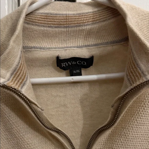 RW&CO. Men's Cream Zip-Up Sweater - Picture 3 of 3